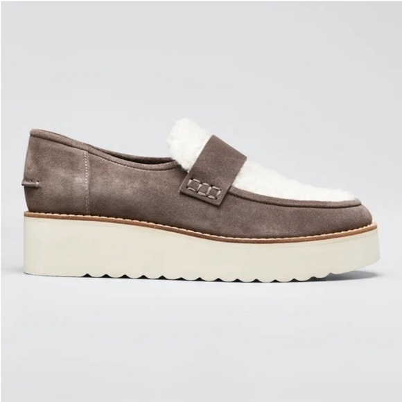 Vince Shearling Zola Suede Slip On Platform Loafer 6.5 - Picture 1 of 11